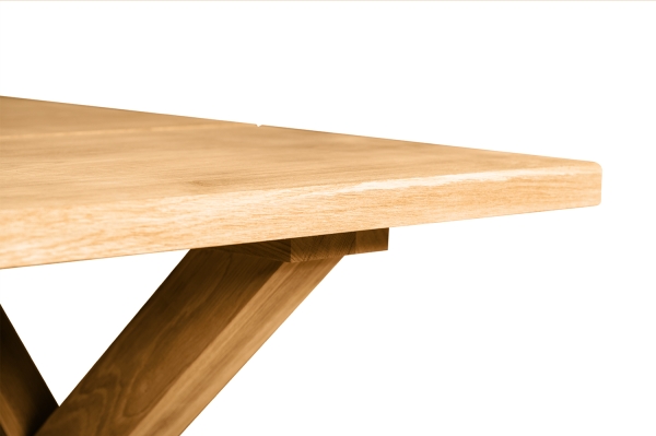 Küchentisch Esstisch 2-Bretter Massivholz Eiche Massiv 40mm mit großem X Tischgestell naturgeölt